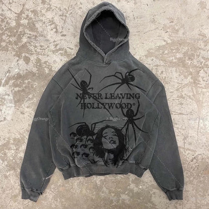 xiangtuibao Oversized Letter Print Streetwear High Quality Zip Hoodie Vintage High Street Sweatshirt Goth Harajuku Jacket Y2k Hoodies Men