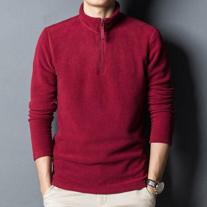xiangtuibao Reversible Fleece Keep Warm Zipper Half Height Collar Solid Sporting Fashion Man Sweatshirt Pullover Grey Long Sleeve Male Coat