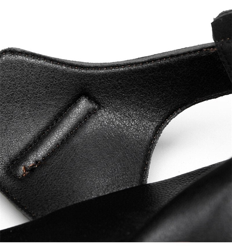 xiangtuibao Summer Genuine Leather Shoes Men Sandals Holiday Shoes Flat Cow Leather Mens Beach Sandals Male Footwear Black A4390