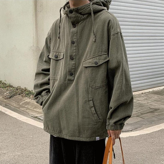 xiangtuibao Vintage Hooded Jacket Bomber Jacket Streetwear Military Hoodies Sweatshirts Loose Mountain Climbing Casual Jackets Sportswear