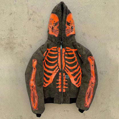 xiangtuibao Y2k Women Gothic zipper hoodie Sweatshirt women and men  bulk items wholesale lots tops red couple trend Harajuku punk clothing