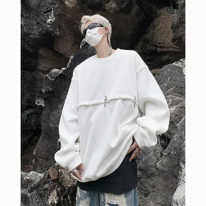 xiangtuibao Spring And Autumn 400G Dark High Street Hoodie Metal Heavy Plane Buckle Right Angle Shoulder Base Casual Sweatshirt Pullover