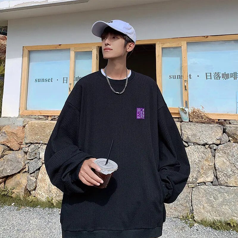 xiangtuibao Spring And Autumn New Fake Two-piece Pullover Hoodie Leisurely Loose Youth Fashion fashion Design Sense Boyfriend Sweatshirt