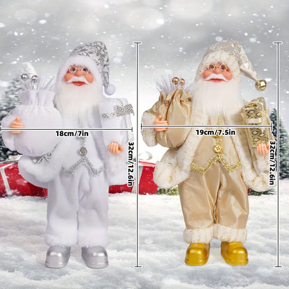 12-Inch Adorable Santa Claus Figurine - Vibrant Polyester Christmas Decoration for Holiday Parties, Events, and Home Display with Festive Red Hat and Beard