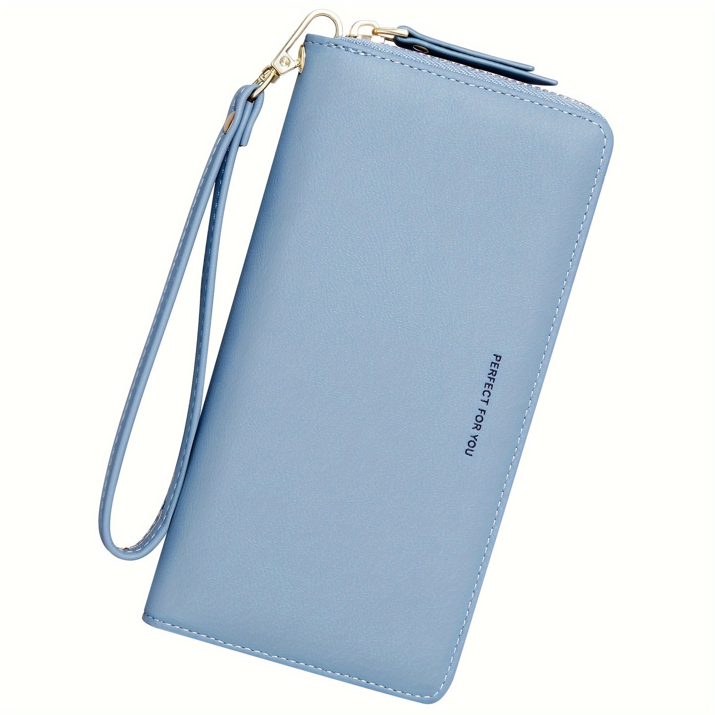 Stylish Womens RFID Blocking Zip Wallet - Large Capacity Long Purse with Detachable Wristlet & Secure Card Holder