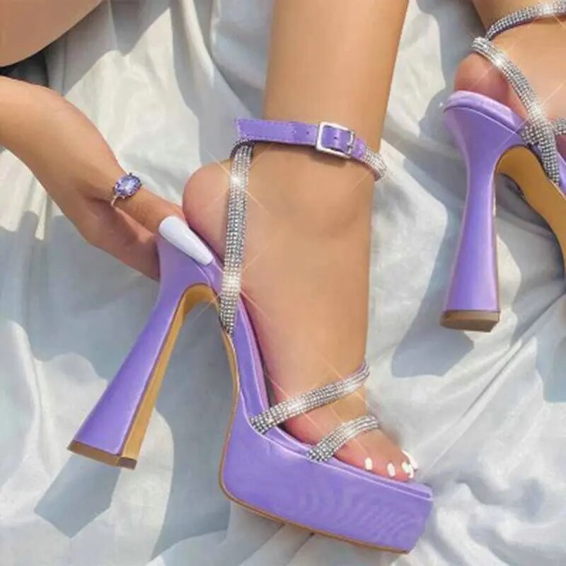 xiangtuibao Women Pumps Crystal Heels Buckle Platform Shoes Elegant Trendy Dress Fashion Party Nightclub Pumps