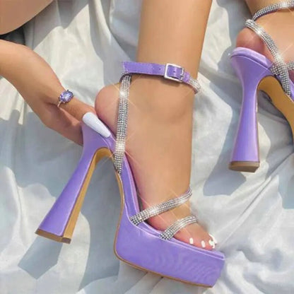 xiangtuibao Women Pumps Crystal Heels Buckle Platform Shoes Elegant Trendy Dress Fashion Party Nightclub Pumps