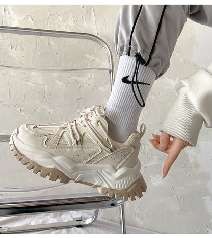 Women Sneakers Fashion Mesh Chunky Girls Casual  Spring Reflective Comfortable Thick Sole White Dad Flats Platform Shoes