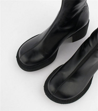 xiangtuibao Sexy Black Women Ankle Boots Chunky High Heel Elastic Sock Boot Ladies Shoes Round Toe Slim Fit Short Booties Autumn Botas Mujer