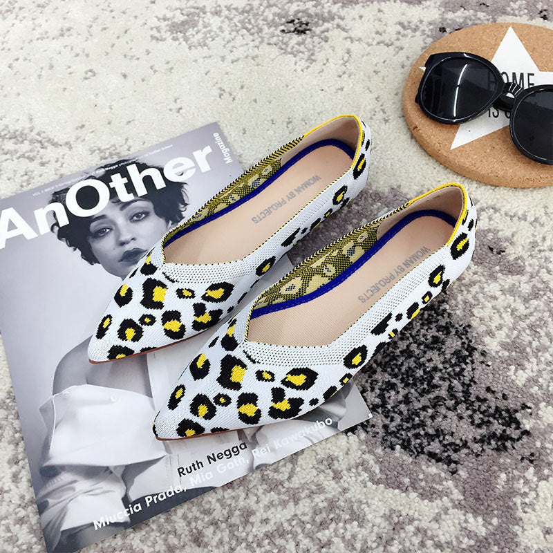 Pointed Toe flats Ladies flat Shoes Comfortable Ballet Knit De Mujer Loafers Autumn Gestante Boat Shoes Soft Bottom Women's Shoe