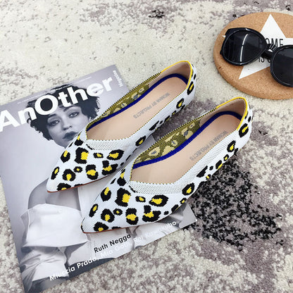 Pointed Toe flats Ladies flat Shoes Comfortable Ballet Knit De Mujer Loafers Autumn Gestante Boat Shoes Soft Bottom Women's Shoe