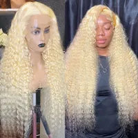 13x4 Red Color 180% Curly Human Hair Wigs for Women 99J Burgundy Transparent Deep Wave Lace Frontal Wig Synthetic