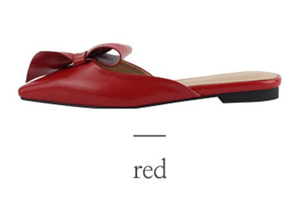 Pointed flat bow slippers women summer wear Baotou half slippers  new fashion lazy sandals women's shoes
