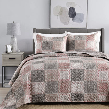 3pcs Luxury Floral Bedspread Set - Soft, Breathable, Comfortable, Elegant Stitching Pattern - Perfect for Bedroom, Dorm Room, and Guest Room