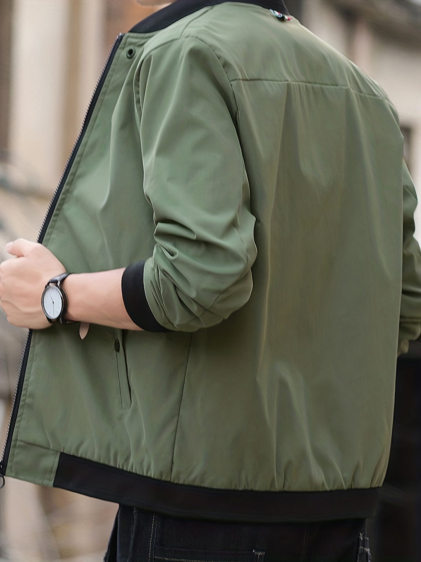Stylish Men's Zip-Up Baseball Jacket - Thin, Regular Fit, Casual, Breathable, Versatile - Perfect for Youth and Men, Everyday Wear, Outdoor Activities