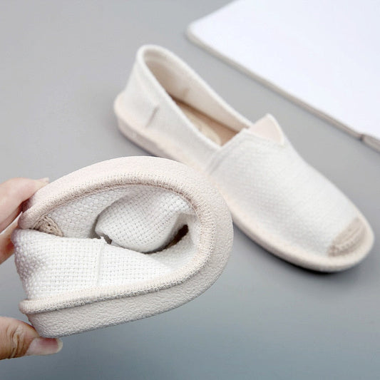 Summer Linen Flat Shoes Women Lightweight Breathable Fisherman Shoes Ladies Soft Casual Leisure Shoes Slip On Lazy Loafers