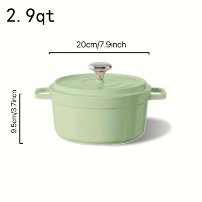 1pc, Premium Enameled Dutch Oven Pot - Heavy-Duty, Non-Stick, Multifunctional Cookware for Home Kitchen - 9.4'' Large Capacity, Durable Cast Aluminum Construction, Easy Cleaning, Versatile Cooking, Kitchen Essentials