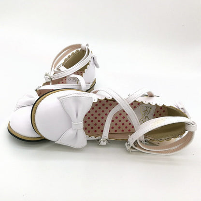 Lolita shoes women flats low round with cross straps bow cute girls princess tea party shoes students lovely shoes size 34-41
