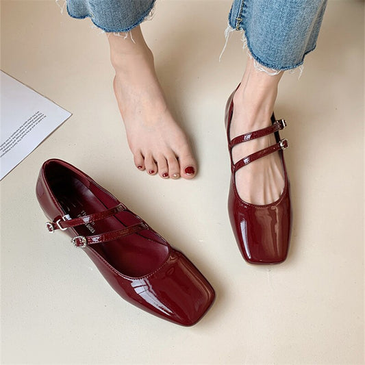 xiangtuibao Woman Pumps Mary Jane Low Heels Shoes Leather Casual Shoes Women Retro Style Square Heeled Shoes Ladies Elegant Lolita Shoes NEW