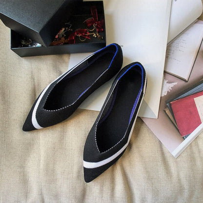 Pointed Toe flats Ladies flat Shoes Comfortable Ballet Knit De Mujer Loafers Autumn Gestante Boat Shoes Soft Bottom Women's Shoe