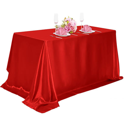 1pc, Satin Tablecloth, Shiny Rectangular Tablecloth Covering Smooth Fabric Dining Table Decoration, Suitable For Wedding Banquet Table Decoration