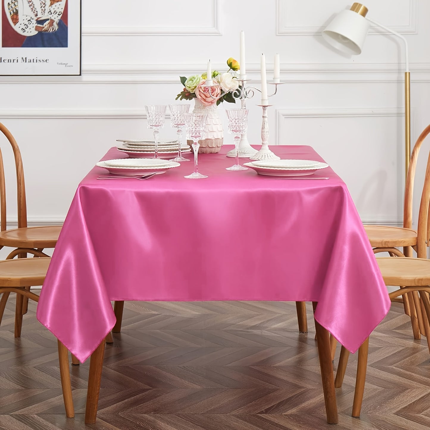 1pc, Satin Tablecloth, Shiny Rectangular Tablecloth Covering Smooth Fabric Dining Table Decoration, Suitable For Wedding Banquet Table Decoration