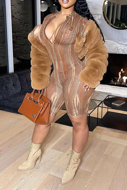 xiangtuibao Solid Color Faux Fur Luxe Hooded Coat