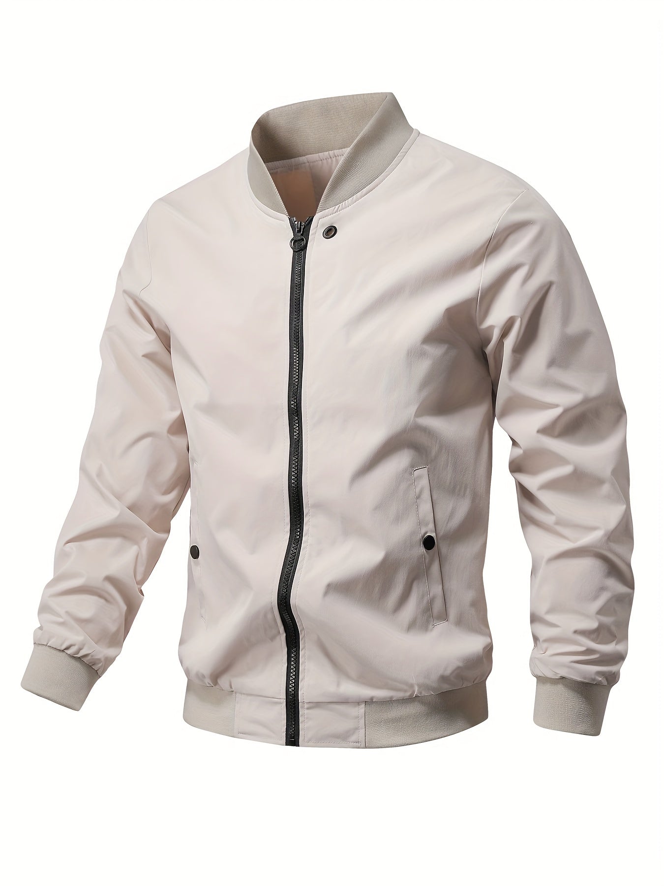 Stylish Men's Zip-Up Baseball Jacket - Thin, Regular Fit, Casual, Breathable, Versatile - Perfect for Youth and Men, Everyday Wear, Outdoor Activities