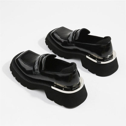xiangtuibao Women Pumps Thick Sole Platform Low Heel Shoes for Woman Slip-on Espadrilles Chunky Heel Leather Dress Creepers Casual Loafers
