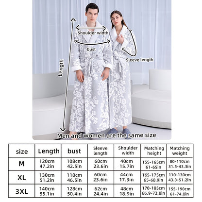 1pc Thickened Long Sleeve Bathrobe - Soft, Plush, and Cozy Unisex Loungewear for Him and Her - Perfect for Couples Relaxation Time with Delicate Flower Pattern, Ideal for Home Use, Essential Bathroom Supplies