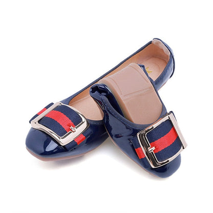 Womens Foldable Soft Square Toe Ballet Flats Square Buckle Comfort Slip on Flat Shoes Woman 35-41