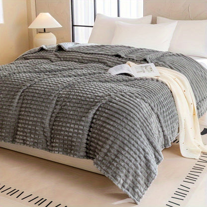 Contemporary Reversible Plaid Flannel Fleece Throw Blanket - Soft Skin-Friendly, All-Season, Machine Washable, Multipurpose, Pet Blanket - 100% Polyester, Woven, 1pc