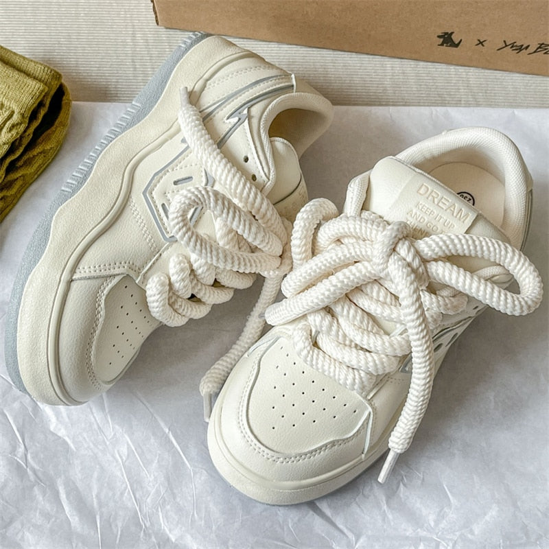 xiangtuibao Fashion Women's Sneakers Casual Spring Autumn Tennis Shoes Woman Thick Sole NEW Lace Up Flats Shoes Sneakers Sports Shoes Ladies