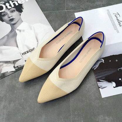 Pointed Toe flats Ladies flat Shoes Comfortable Ballet Knit De Mujer Loafers Autumn Gestante Boat Shoes Soft Bottom Women's Shoe