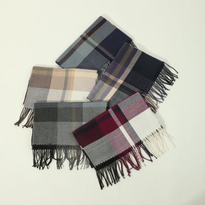 1pc Men's Fashion Retro Style Autumn And Winter Multi-color Plaid Stripe Tassel Warm Scarf Shawl For Daily OOTD