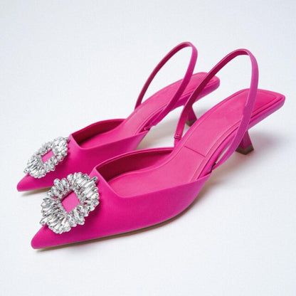High Heels Pointed Toe Lace-Up Shallow Mouth Slip On Women's High-Heeled Shoes Sexy Pump Sandals Ladies Spikes Gold Slip-On Beig