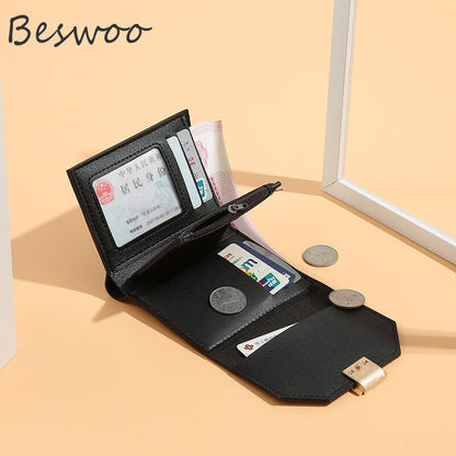 New Fashion Short Wallets for Women Leather Cute Mini Money Clutch Wholesale Zipper Female Coin Purses Casual Multi Card Holder