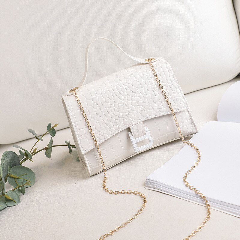 Hot Sale New Women Bags Fashion Crocodile Pattern Shoulder Bag PU Solid Color Small Square Bag Mobile Phone Coin Purse