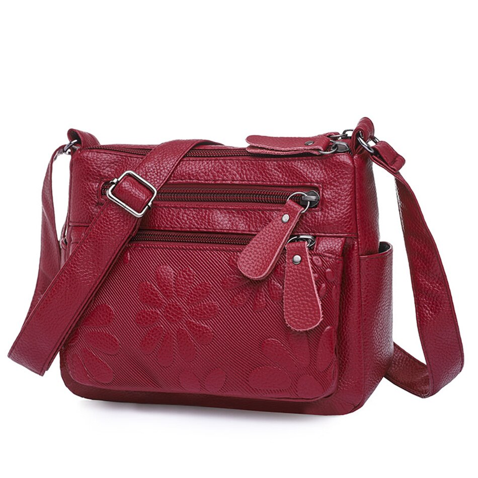 2 Layers Casual Women's Bags New Small Printing Shoulder Crossbody Handbags and Purse Multi-pocket Leather Messenger Sac Bolsa