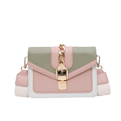 Contrast Color PU Leather Crossbody Bags For Women Summer Travel Small Handbag Shoulder Simple Bag Ladies Cross Body Bag