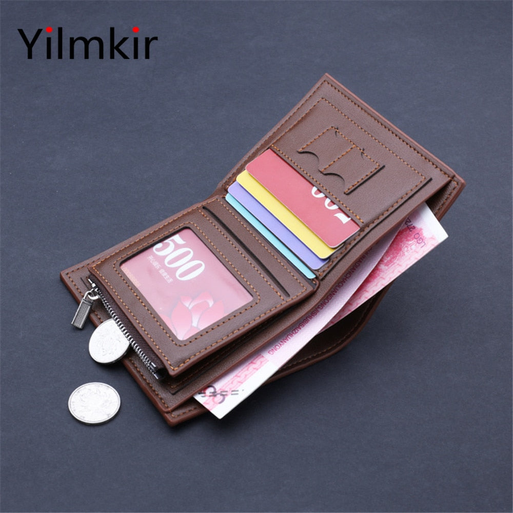 Fashion Casual Short Men Wallet Casual Travel Portable Male Credit Card Holder Coin Purse Lightweight PU Popular Simple Wallets