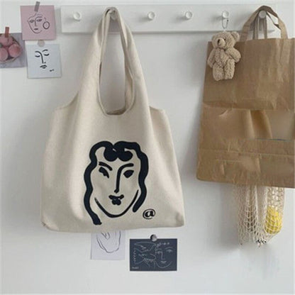 New Fashion Canvas Women Handbag Large Capacity Shoulder Bag Casual Printing Student Bag Shopping Tote Bag Shoulder Bag