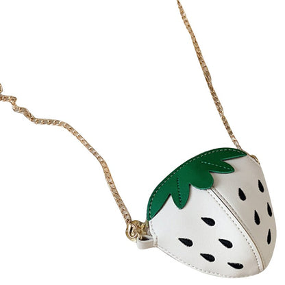 Fruit Strawberry Shape Shoulder Bag Chains Crossbody Bag Women Bags Kawaii Fashion Cute Children's Kids Girls Shoulder Bag Small