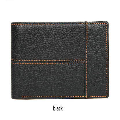 GENODERN Patchwork Style Cow Leather Male Purse Short Wallet for Men Genuine Leather Wallets Brown Male Purses Men Wallets