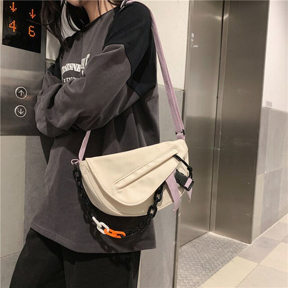 MJ Fashion Nylon Crossbody Bag Unisex Shoulder Handbag Versatile Chain Messenger Bags High Capacity New Chest Packs