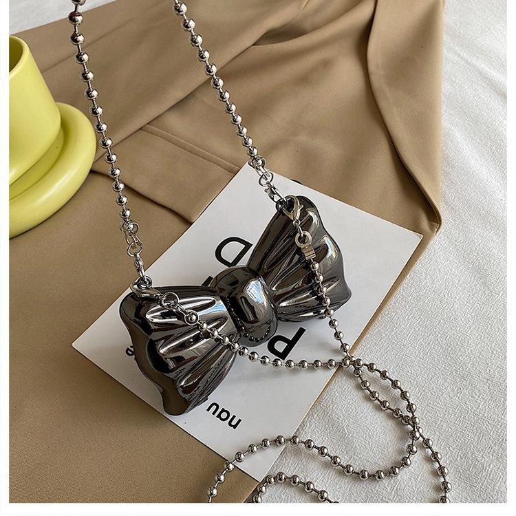 Metal Mini Bow Crossbody Bags For Women Fashion Silver Gold Shoulder Bag Women Bags Clutch Bag Lipstick Purses Coin Bags New