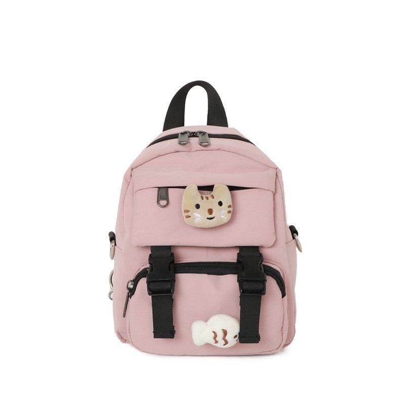 Kitten Women Backpack Fish Shoulders Bags Cute Women Black Bags Canvas Mini School Bags Multilayer Space Travel Bag New