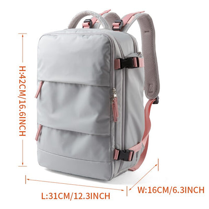 Women Multifunction Travel Large Capacity Backpack Ladies Weekend Outing Luggage With Wet Shoe Compartment 180° Open Way Bag
