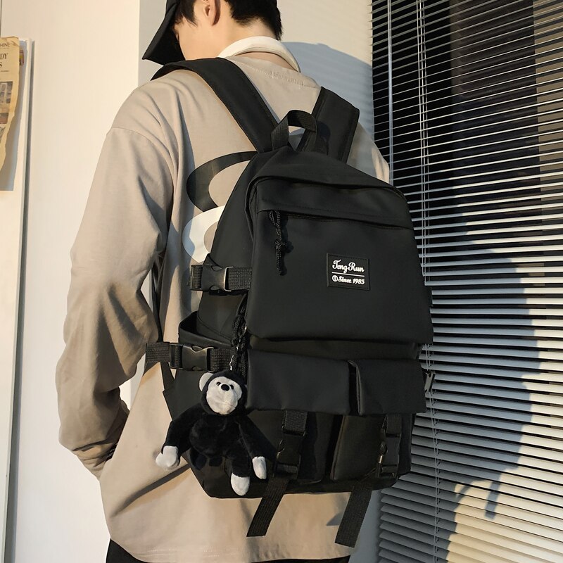 Multi-pocket Men Women Backpack Female Large Capacity School Bag Couple Trendy Harajuku 15.6inch Laptop Backpacks Ladies Bookbag