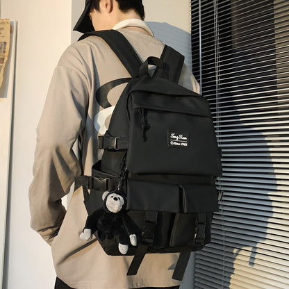 Multi-pocket Men Women Backpack Female Large Capacity School Bag Couple Trendy Harajuku 15.6inch Laptop Backpacks Ladies Bookbag